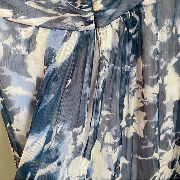 Amsale Watercolor Long Strapless Bridesmaid Evening Crinkle Silk Chiffon Dress - Picture 6 of 10